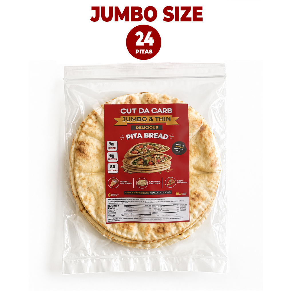 Cut Da Carb Jumbo Thin Pita Bread 24-Pack