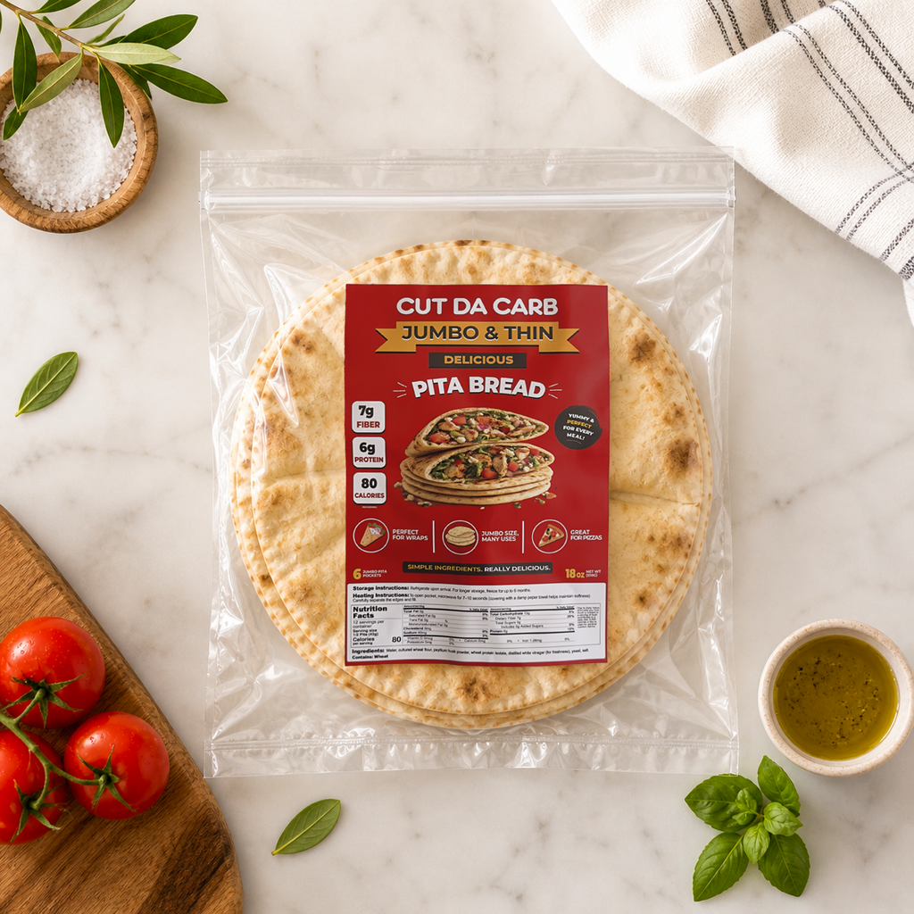 Cut Da Carb Jumbo Thin Pita Bread 12-Pack