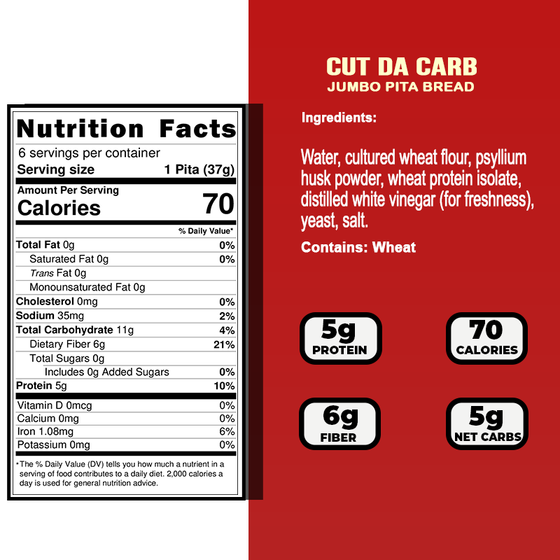 Cut Da Carb Original Thin Pita Bread 24-Pack