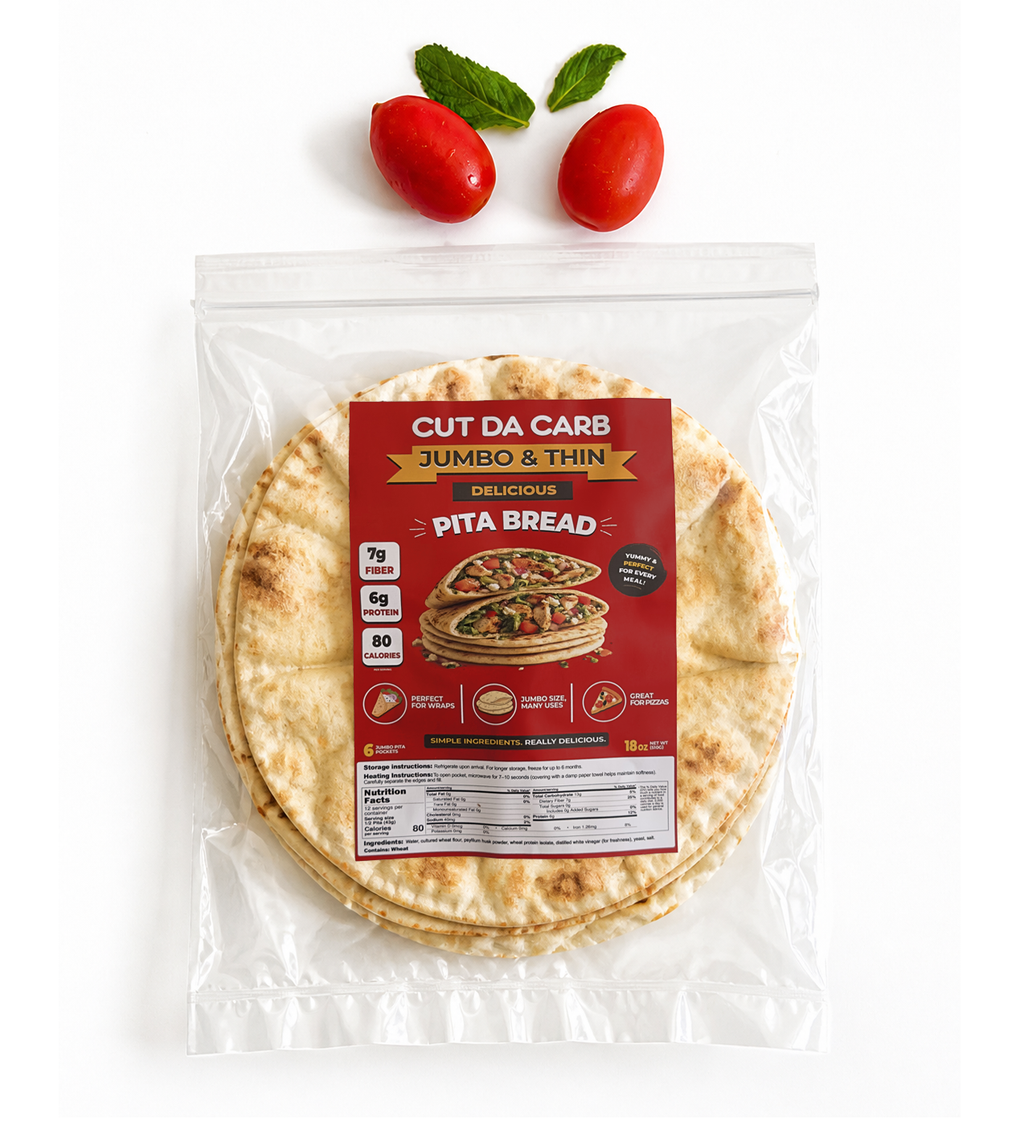 Cut Da Carb Jumbo Thin Pita Bread 12-Pack